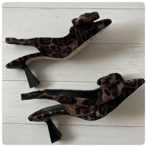 ANTONIO MELANI LENORE VELVET LEOPARD BOW SLINGBACK PUMPS SIZE 7 1/2 - Picture 14 of 16